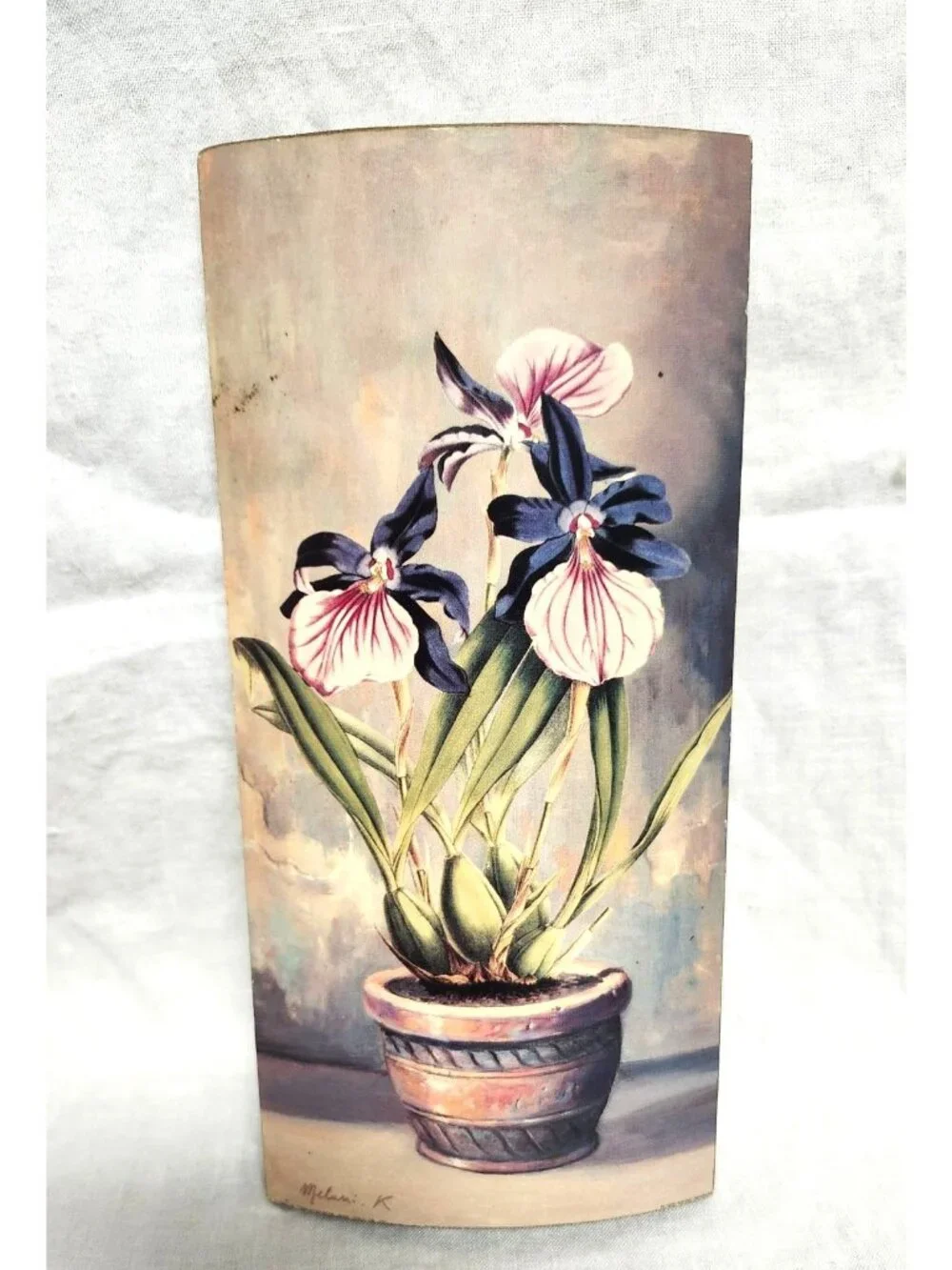 Vintage Signed Floral Prints On Wood Made In Italy Set Of 2 Cottagecore Romantic